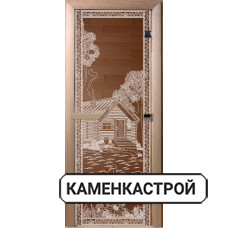 Дверь Банька в лесу Бронза прозрачная