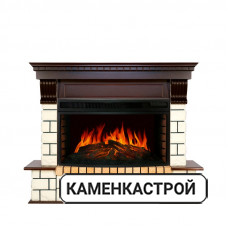 Каминокомплект Pierre Luxe - Темный дуб / Белый (Ширина 1380мм) с очагом Dioramic 33W LED FX