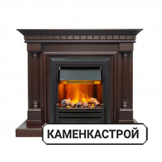 Каминокомплект Dallas - Темный дуб с очагом Brookline Black