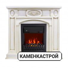 Каминокомплект Florence - Слоновая кость с патиной с очагом Aspen Black