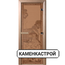 Дверь Банька в лесу Бронза матовая