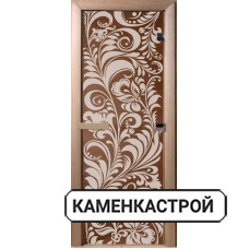 Дверь с рисунком Хохлома бронза прозрачная, коробка из лиственной породы дерева.