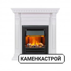 Каминокомплект Orlean - Белый дуб с очагом Brookline Black