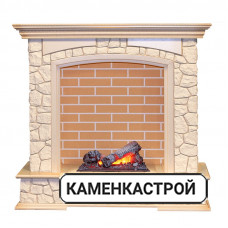 Каминокомплект Preston - Слоновая кость с патиной / Кирпич с очагом Cassette 400 NH