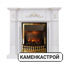 Каминокомплект Martin - Белый дуб, патина золото с очагом Atherton